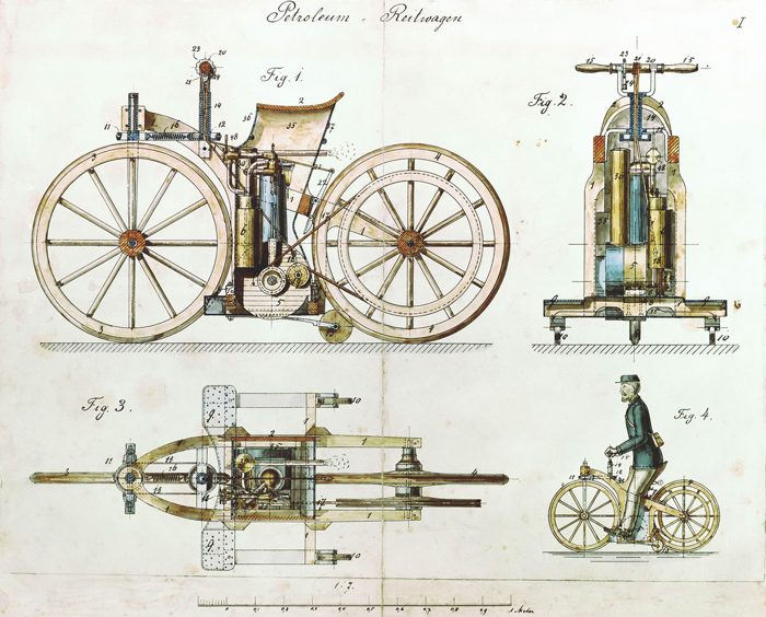 Daimler Reitwagen — патент DE 36423 (1885). 1885 · общественное достояние