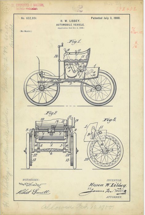 Автомобиль H. W. Libbey — патент US 652,951 (1900). 3 Ju · общественное достояние