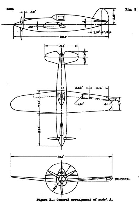 Republic XP-47 Model A — три вида (NACA, 1942). 1942 · общественное достояние